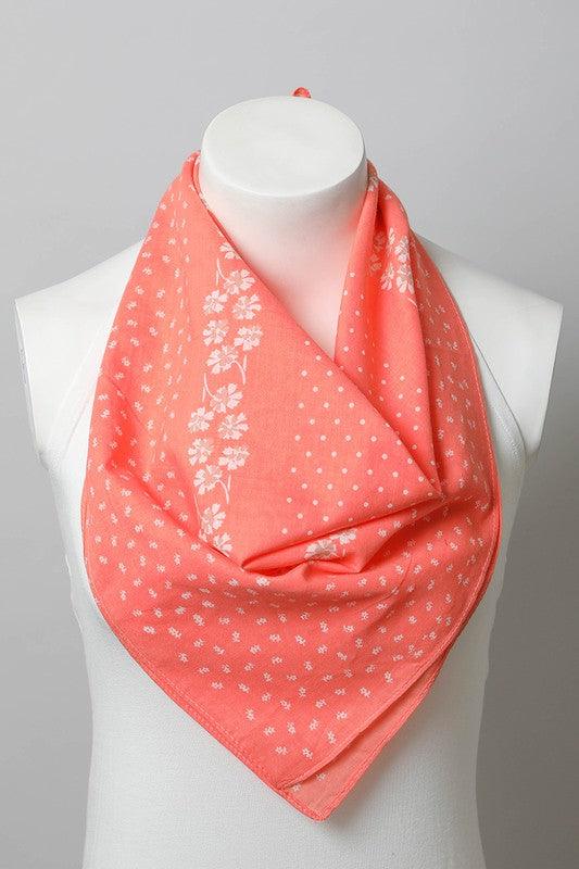 Women's Accessories Dot and Floral Border Bandana Scarf