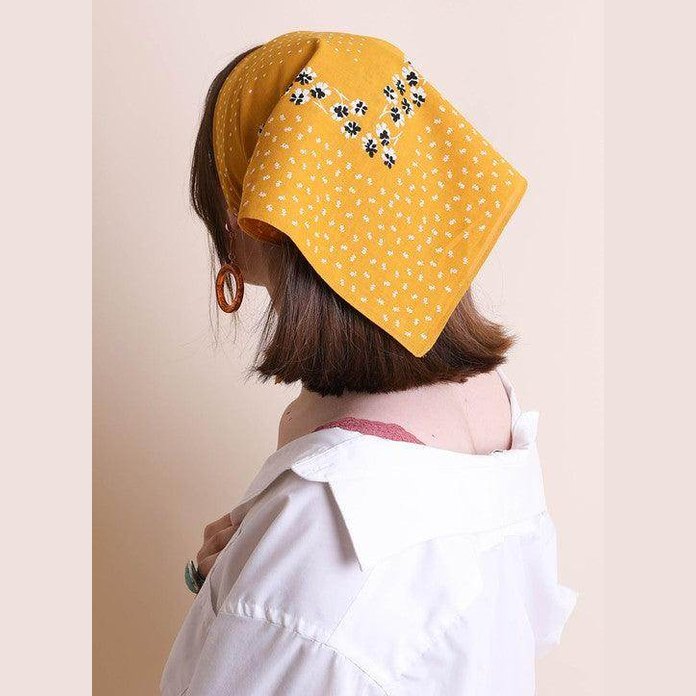 Dot and Floral Border Bandana Scarf - VacationGrabs