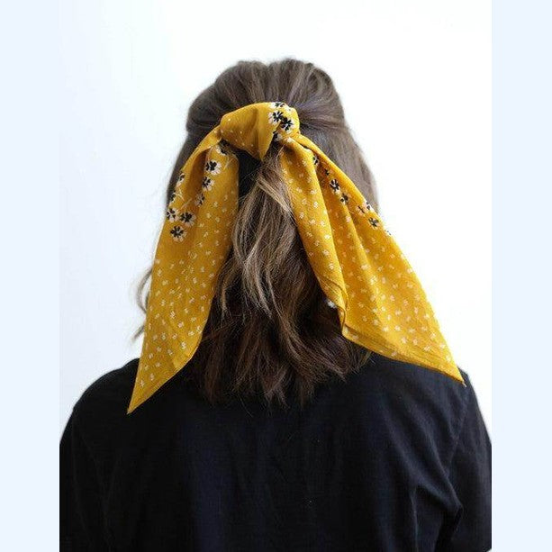 Dot and Floral Border Bandana Scarf - VacationGrabs