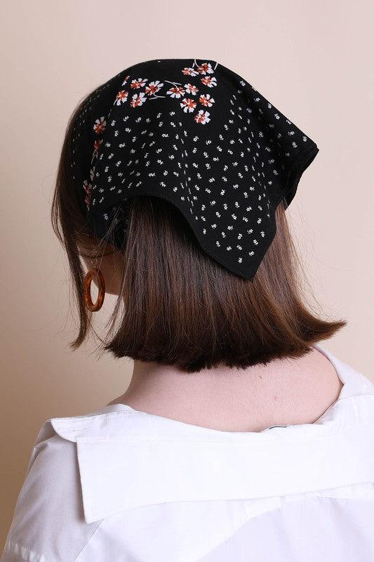 Women's Accessories Dot and Floral Border Bandana Scarf