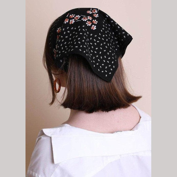 Dot and Floral Border Bandana Scarf - VacationGrabs