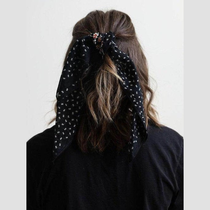 Dot and Floral Border Bandana Scarf - VacationGrabs