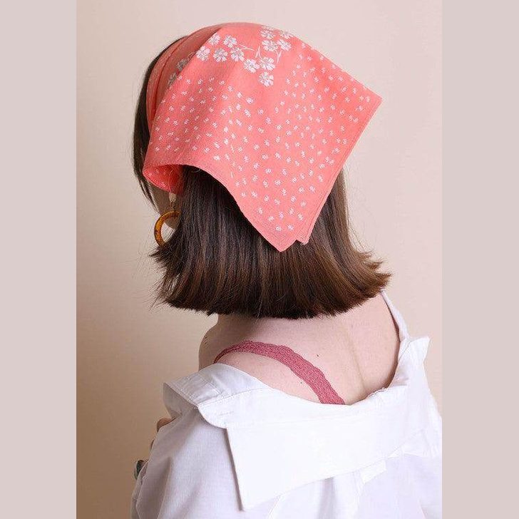Dot and Floral Border Bandana Scarf - VacationGrabs