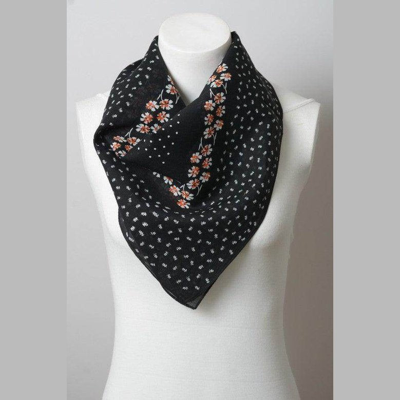 Dot and Floral Border Bandana Scarf - VacationGrabs