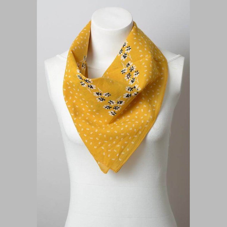 Dot and Floral Border Bandana Scarf - VacationGrabs