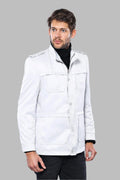 Double Breasted Cream Trench Coat – front view