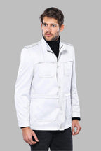 Double Breasted Cream Trench Coat – front view