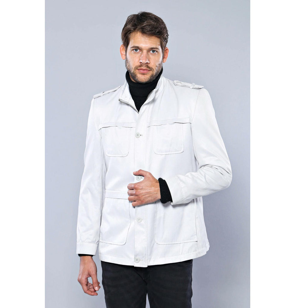 Double Breasted Cream Trench Coat – detail view