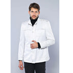 Double Breasted Cream Trench Coat – detail view