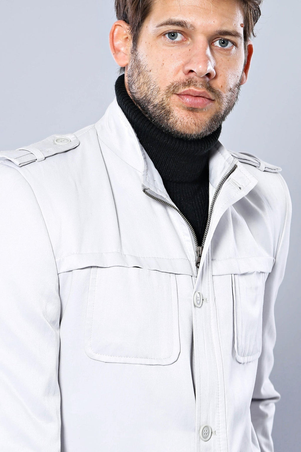 Double Breasted Cream Trench Coat – side view