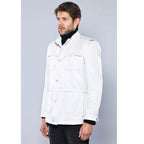 Double Breasted Cream Trench Coat – styled view