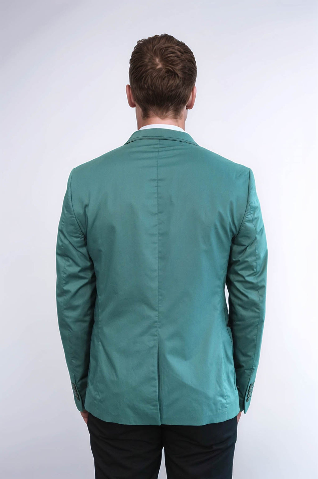 Double Button Mono Lapel Bag Pocket Cotton Green Jacket – close up view