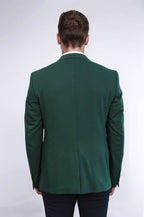 Double Buttons Shoulder Piece Mono Lapel Green Jacket – close up view