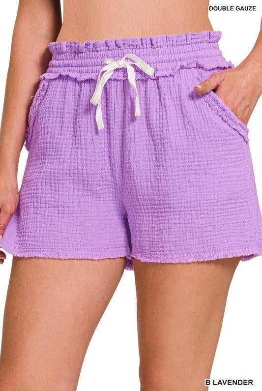 Women's Shorts Double Elasticband Drawstring Waist Shorts