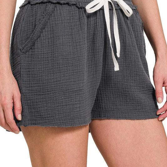 Women's Shorts Double Elasticband Drawstring Waist Shorts