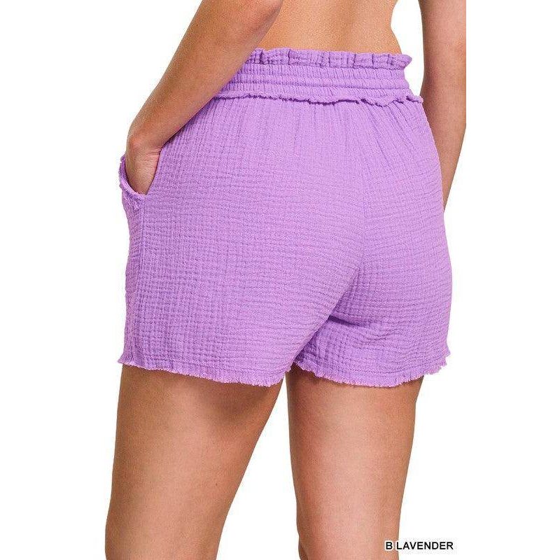 Double Elasticband Drawstring Waist Shorts - VacationGrabs