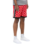 WEIV Double O Tape casual sweat shorts in red with white logo print and black side stripes