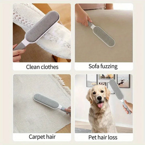 Double-sided pet hair remover brush for clean clothes and furniture