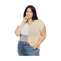 Double Take Color Block V-Neck Knit Top - VacationGrabs