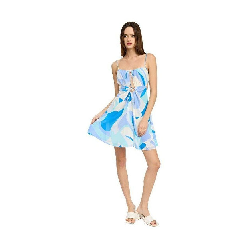 Double Tie Mini Printed Dress - VacationGrabs
