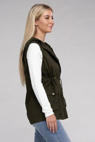 Women's Coats & Jackets Drawstring Waist Military Hoodie Vest