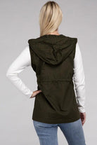 Women's Coats & Jackets Drawstring Waist Military Hoodie Vest