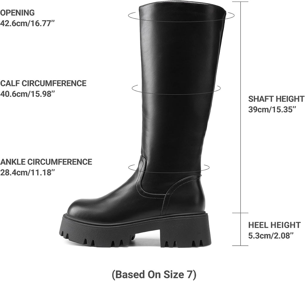 DREAM PAIRS Knee High Platform Chunky Boots for Women – back view