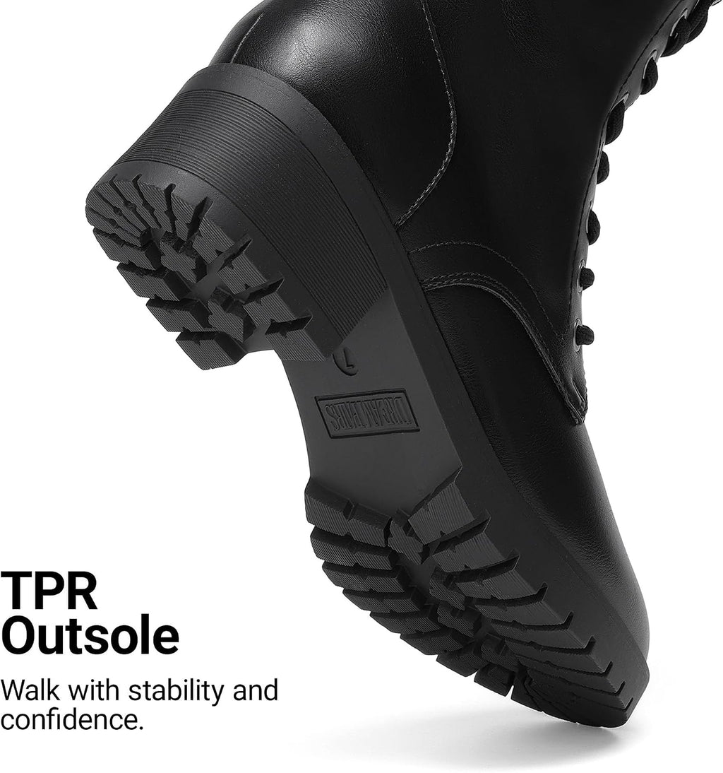 DREAM PAIRS Lace-up Combat Boots Mid-calf Military Winter Boot for Women – 3/4 angle view