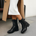 DREAM PAIRS Lace-up Combat Boots Mid-calf Military Winter Boot for Women – opposite side view