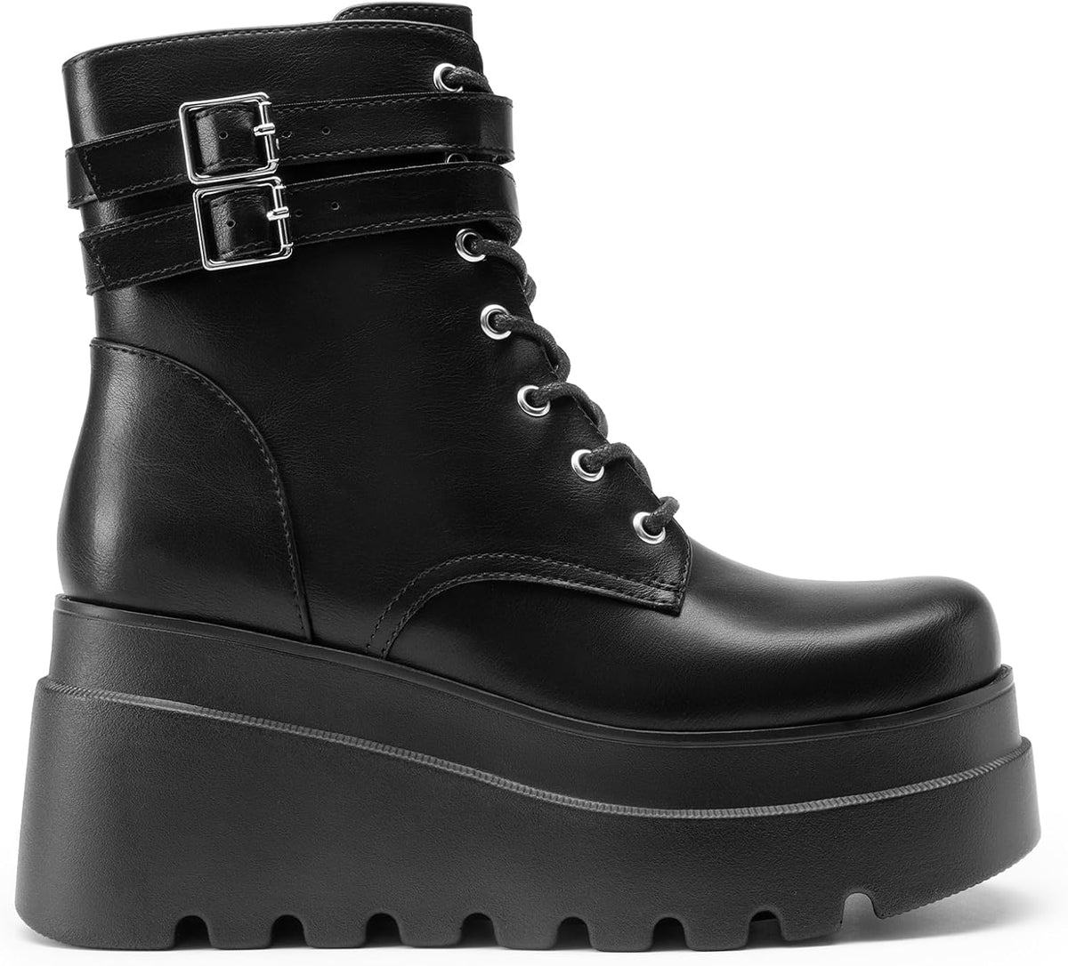 DREAM PAIRS Women Platform Combat Goth Lace Up Ankle Boots – sole and heel detail