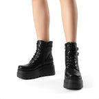 DREAM PAIRS Women Platform Combat Goth Lace Up Ankle Boots – opposite side view