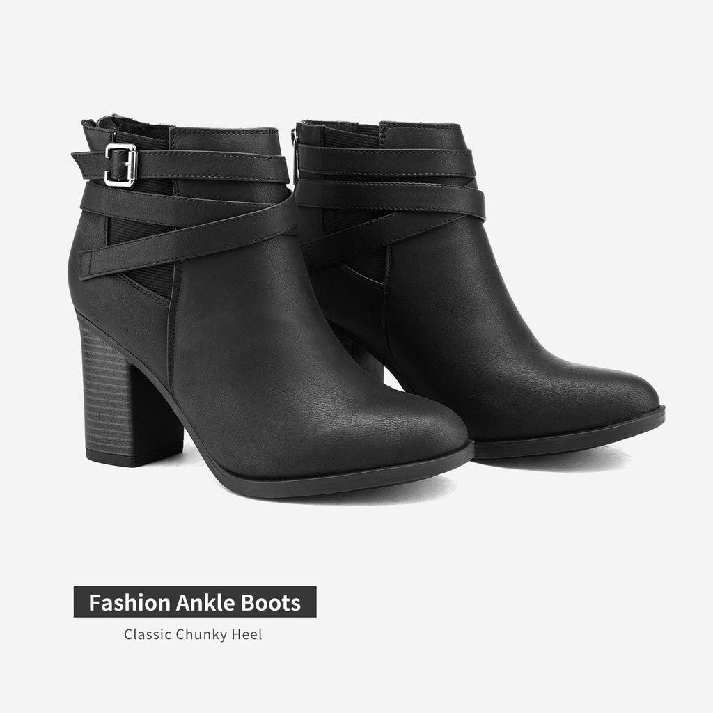 DREAM PAIRS Women's Chunky High Heel Ankle Booties Shoes – back view