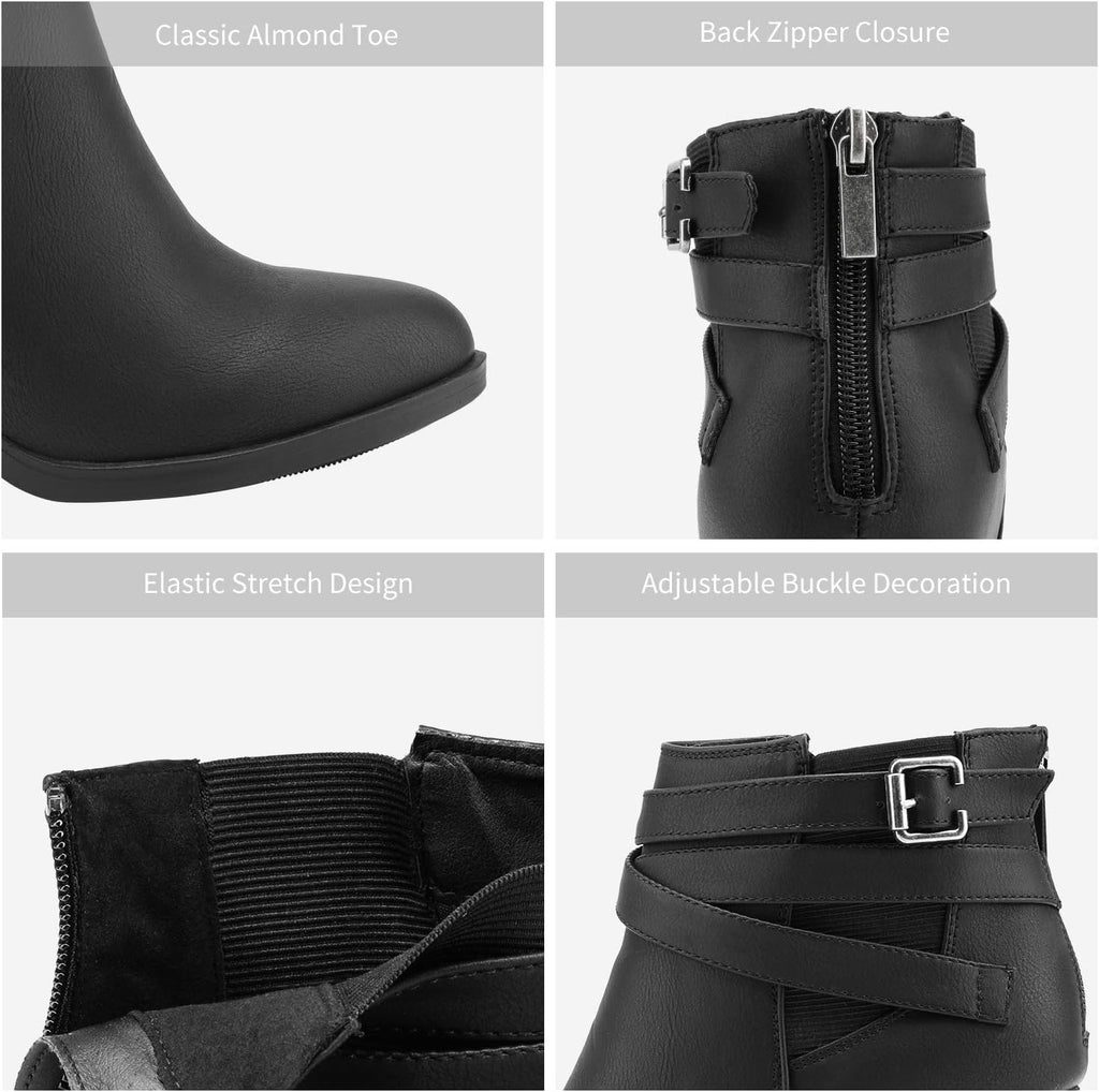 DREAM PAIRS Women's Chunky High Heel Ankle Booties Shoes – sole and heel detail
