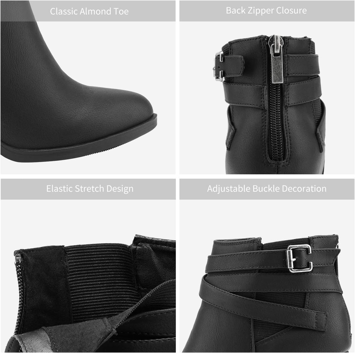 DREAM PAIRS Women's Chunky High Heel Ankle Booties Shoes – sole and heel detail