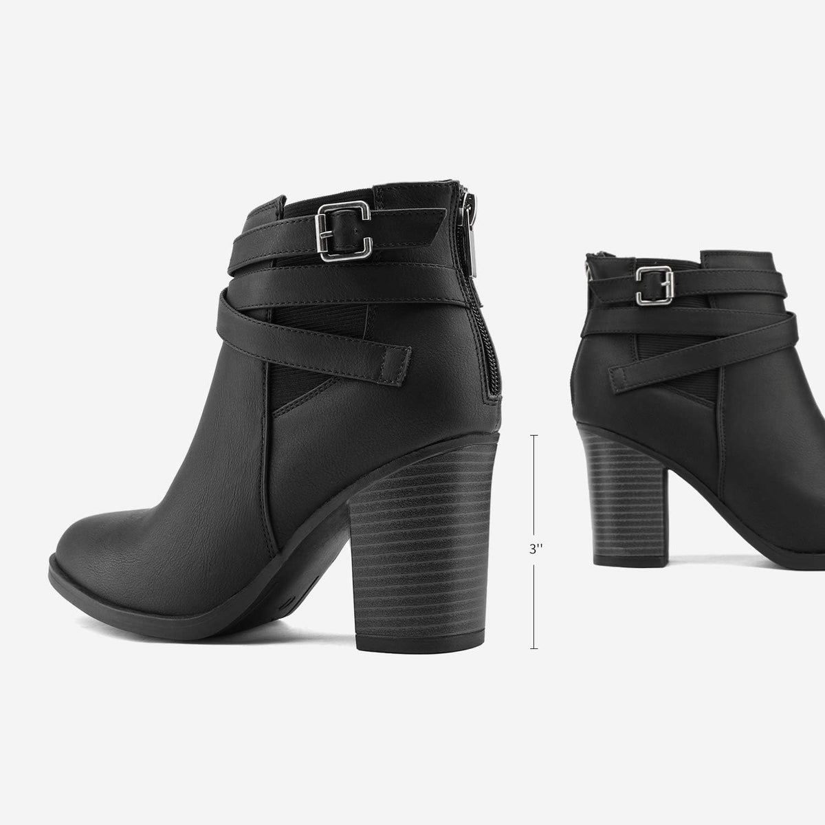 DREAM PAIRS Women's Chunky High Heel Ankle Booties Shoes – close-up upper detail