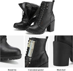 DREAM PAIRS Women's Combat Ankle Chunky Heel Lace up Booties – back view