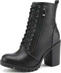 DREAM PAIRS Women's Combat Ankle Chunky Heel Lace up Booties – opposite side view