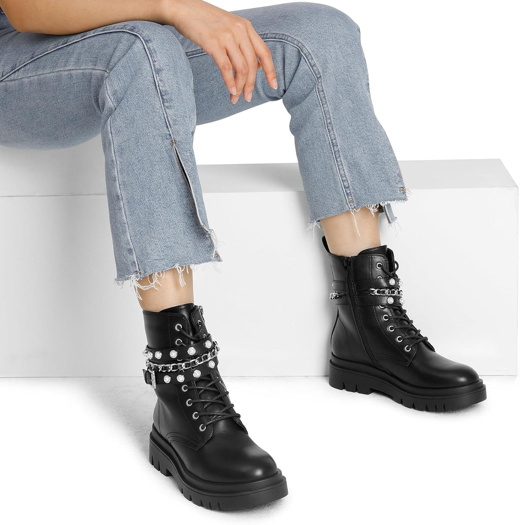 DREAM PAIRS Women's Combat Boots Lace Up Ankle Booties Shoes – pair view