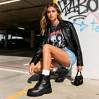 DREAM PAIRS Women's Combat Boots Lace-up Ankle Boots – back view