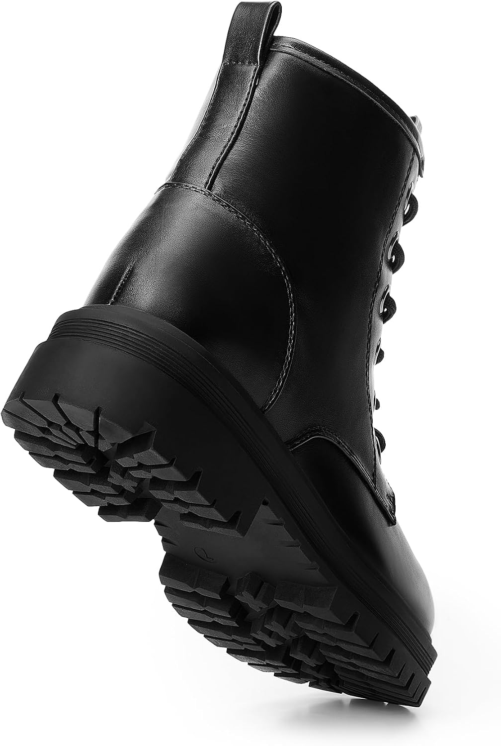 DREAM PAIRS Women's Combat Boots Lace-up Ankle Boots – close-up upper detail