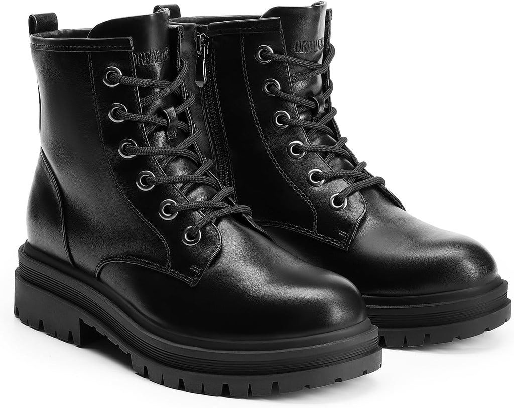 DREAM PAIRS Women's Combat Boots Lace-up Ankle Boots – opposite side view