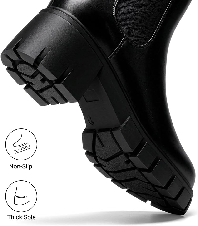 DREAM PAIRS Women's Elastic Chelsea Ankle Boots – sole and heel detail