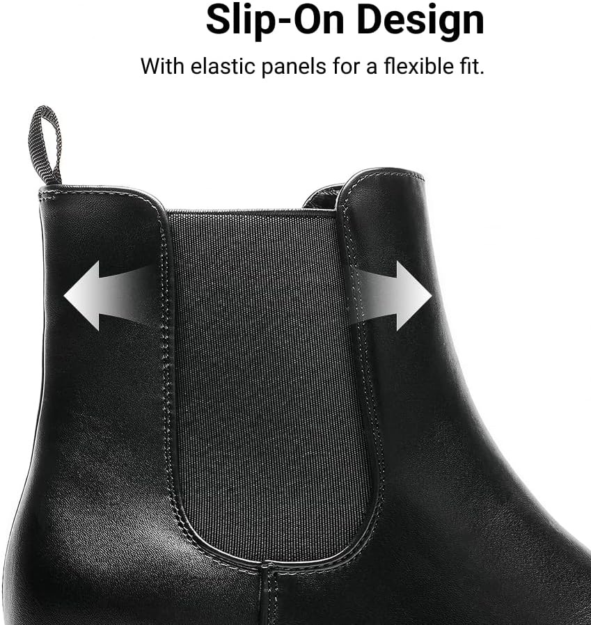 DREAM PAIRS Women's Elastic Chelsea Ankle Boots – close-up upper detail