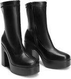 DREAM PAIRS Women's Gogo Ankle Boots Platform Shoes – back view