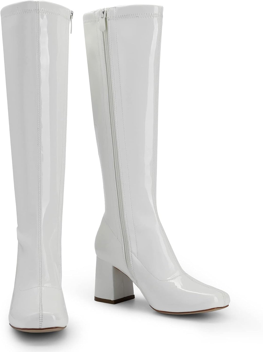 DREAM PAIRS Women's Gogo Boots Chunky Knee High Boots – close-up upper detail