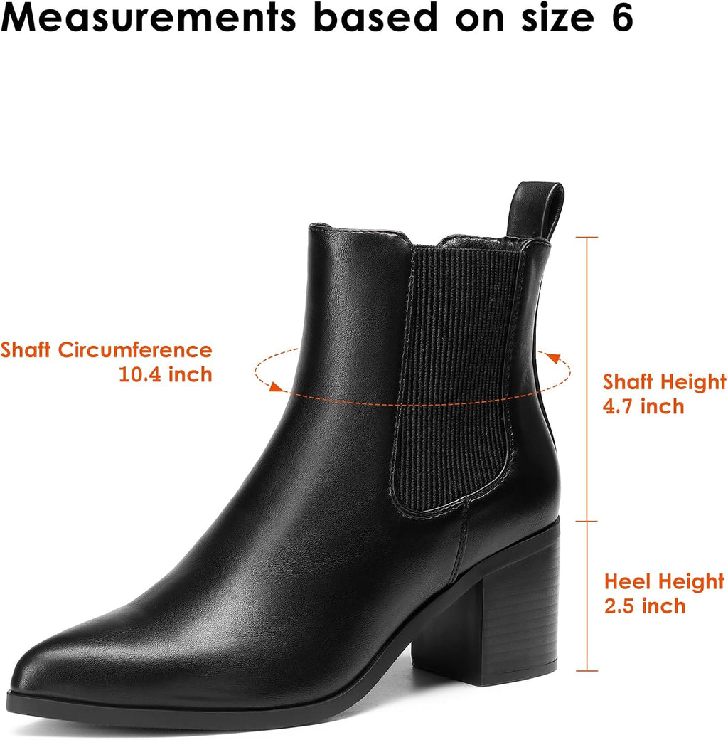 DREAM PAIRS Women's Heeled Ankle Chelsea Boots – close-up upper detail
