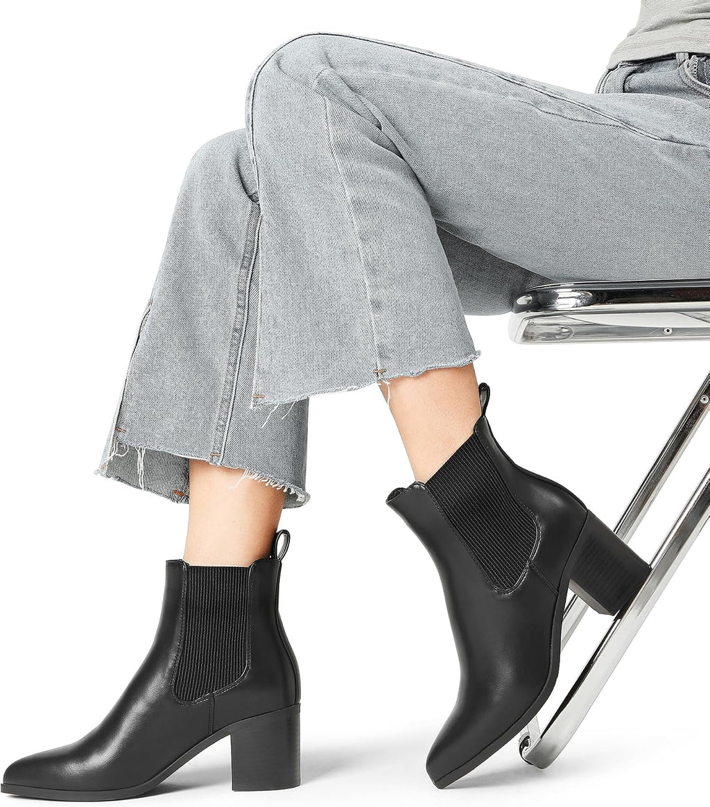 DREAM PAIRS Women's Heeled Ankle Chelsea Boots – toe close-up