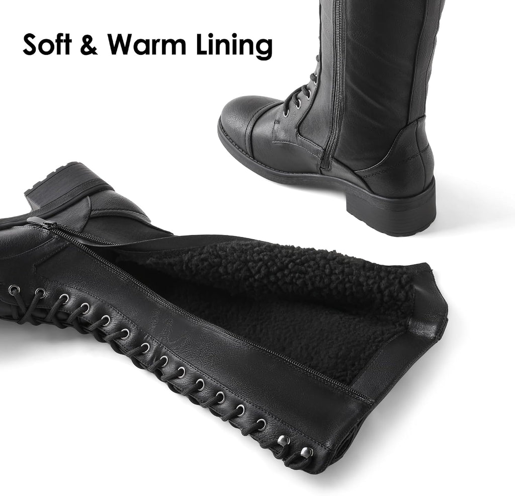 DREAM PAIRS Women's Knee High Riding Combat Boots – back view