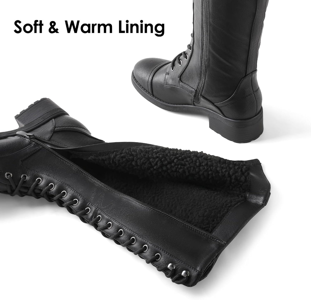 DREAM PAIRS Women's Knee High Riding Combat Boots – back view