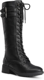 DREAM PAIRS Women's Knee High Riding Combat Boots – toe close-up